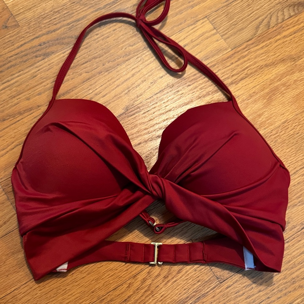 Women’s Twist-Front Red Halter Swim Top